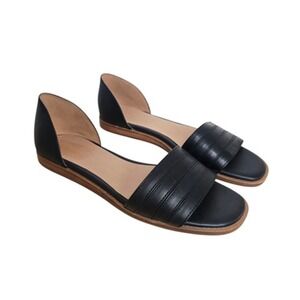 Madewell Shoes Womens Size 9‎ Black Leather D'Orsay Flats Sandals Open Toe MK008